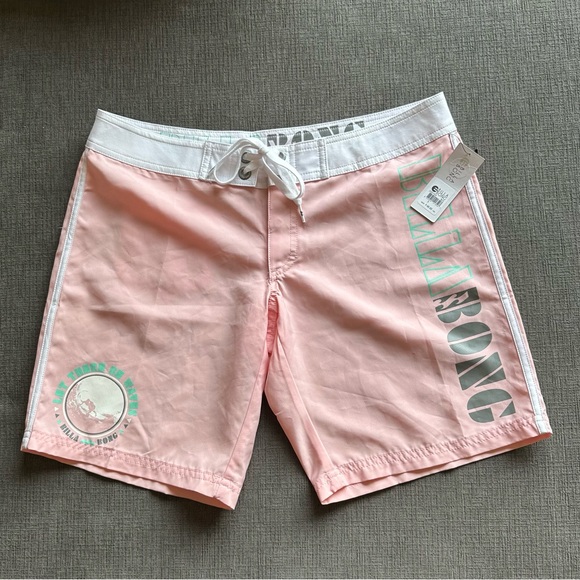 Billabong Swim Nwt Billabong Pink Board Shorts With White Mint And
